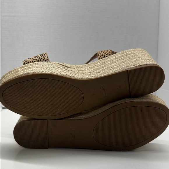 J Crew Platform Espadrilles Sandals Open Toe Leopard Calf Hair Animal Print 12 - Picture 9 of 11